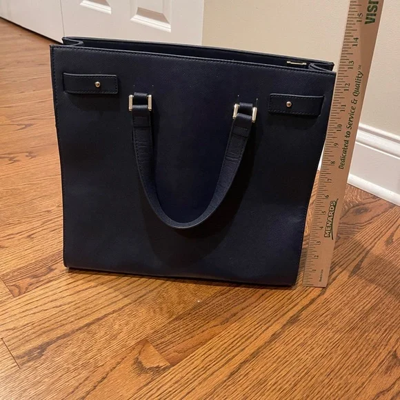 White House Black Market Navy Tote with Gold-Tone Hardware - Picture 5 of 9